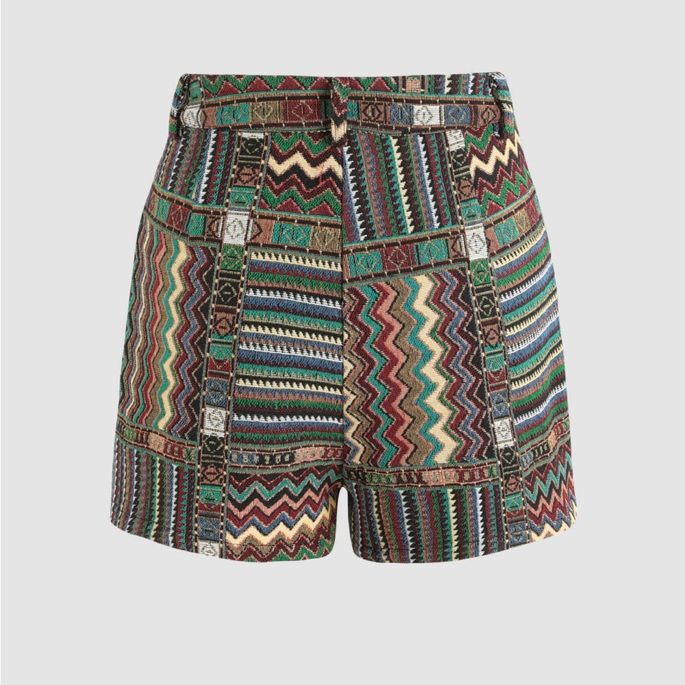 GEOMETRIC DRESS SHORTS HIGH WAISTED